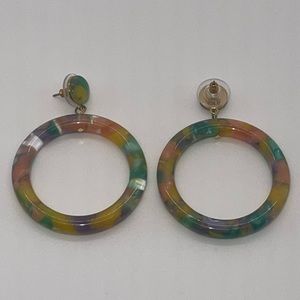 Lele Sadoughi acetate pastel color-mix marquis hoops.